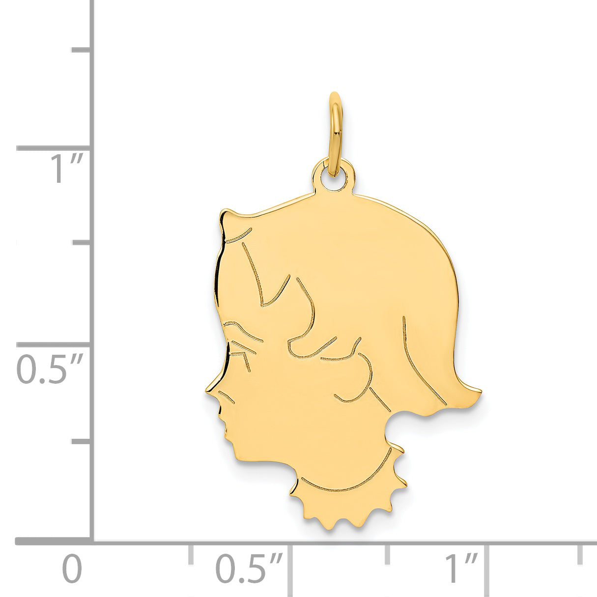 14k .013 Depth Engravable Girl Head Charm