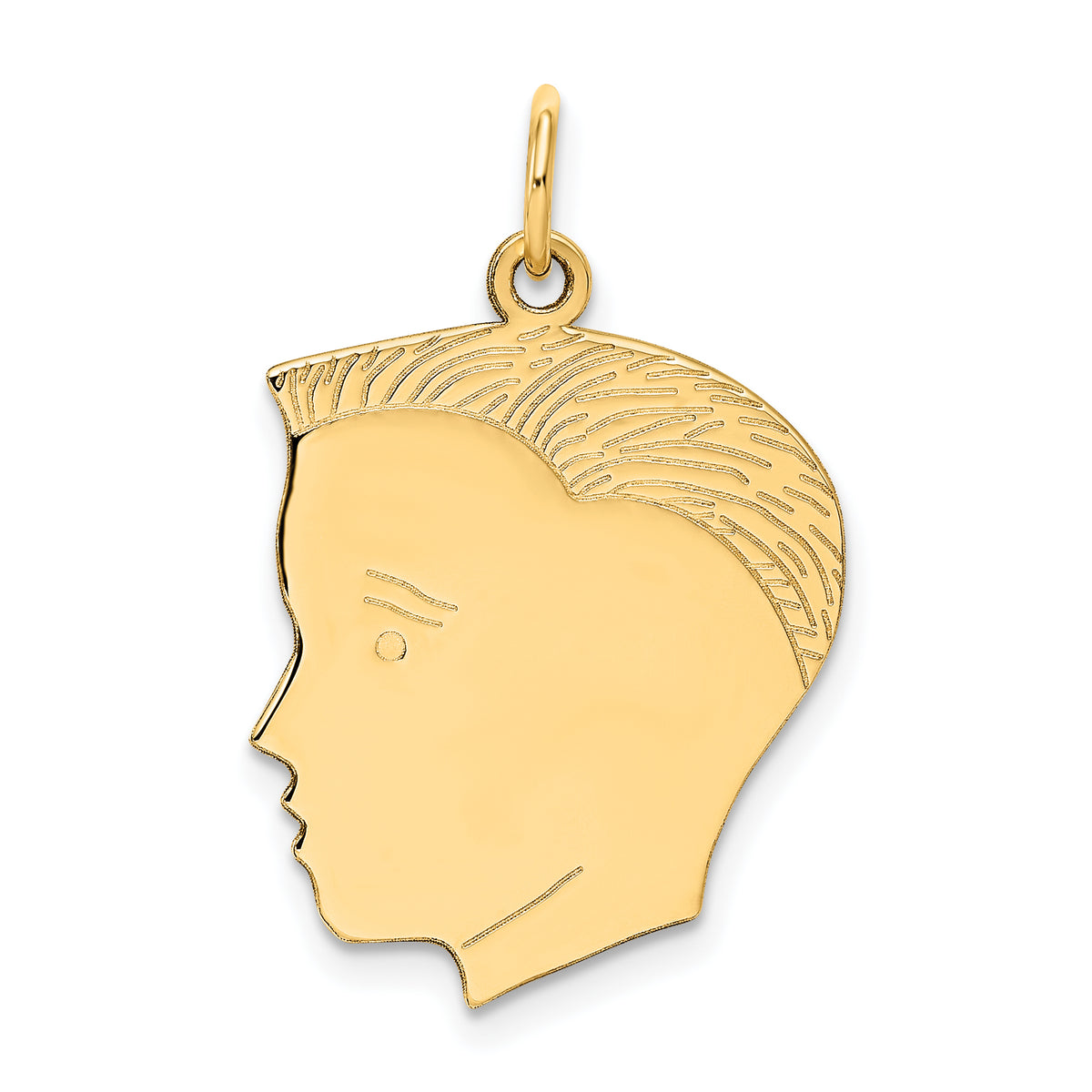 14k .013 Depth Engravable Boy Head Charm