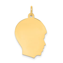 14K Plain Medium .013 Gauge Facing Right Engravable Boy Head Charm