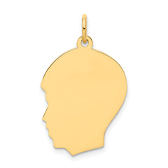 14K Plain Medium .027 Gauge Facing Left Engravable Boy Head Charm