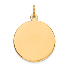 14K Plain .018 Gauge Circular Engravable Disc Charm