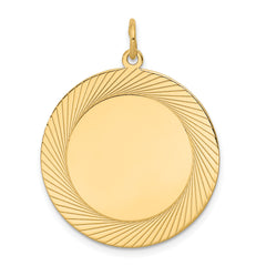 14K Etched Design .027 Gauge Circular Engravable Disc Charm