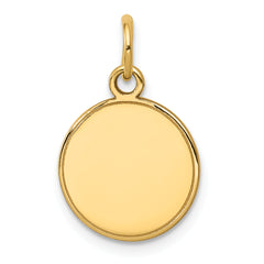 14K Plain .027 Gauge Engravable Round Disc Charm