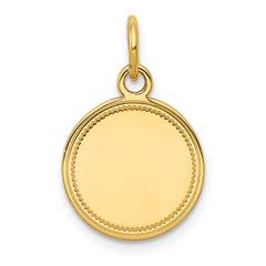 14K Plain .027 Gauge Engravable Round Disc Charm