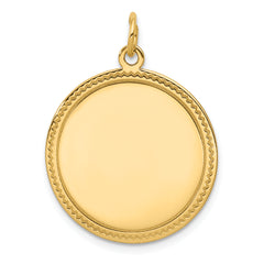 14K Plain .035 Gauge Engravable Round Disc Charm