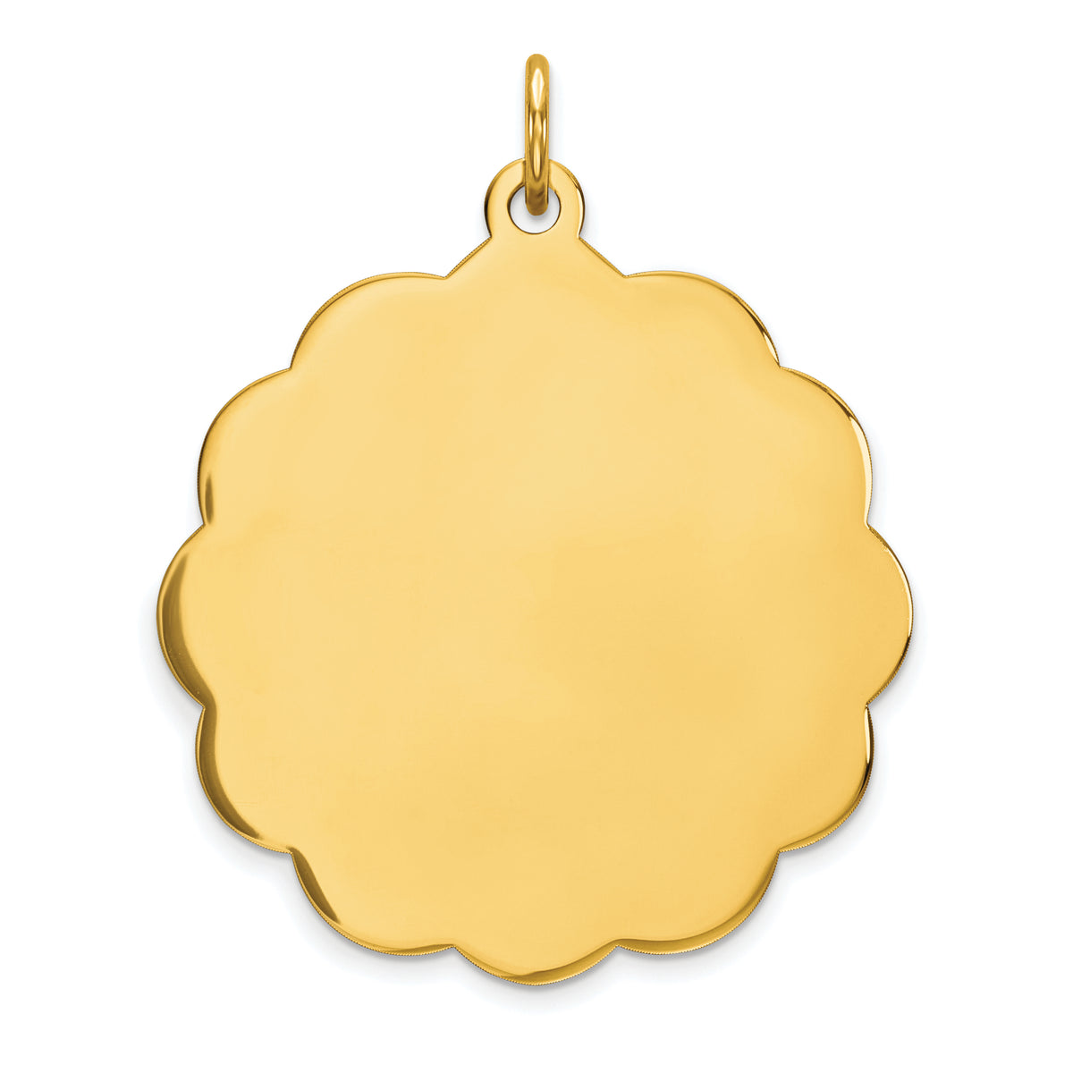 14K .035 Gauge Engravable Scalloped Disc Charm