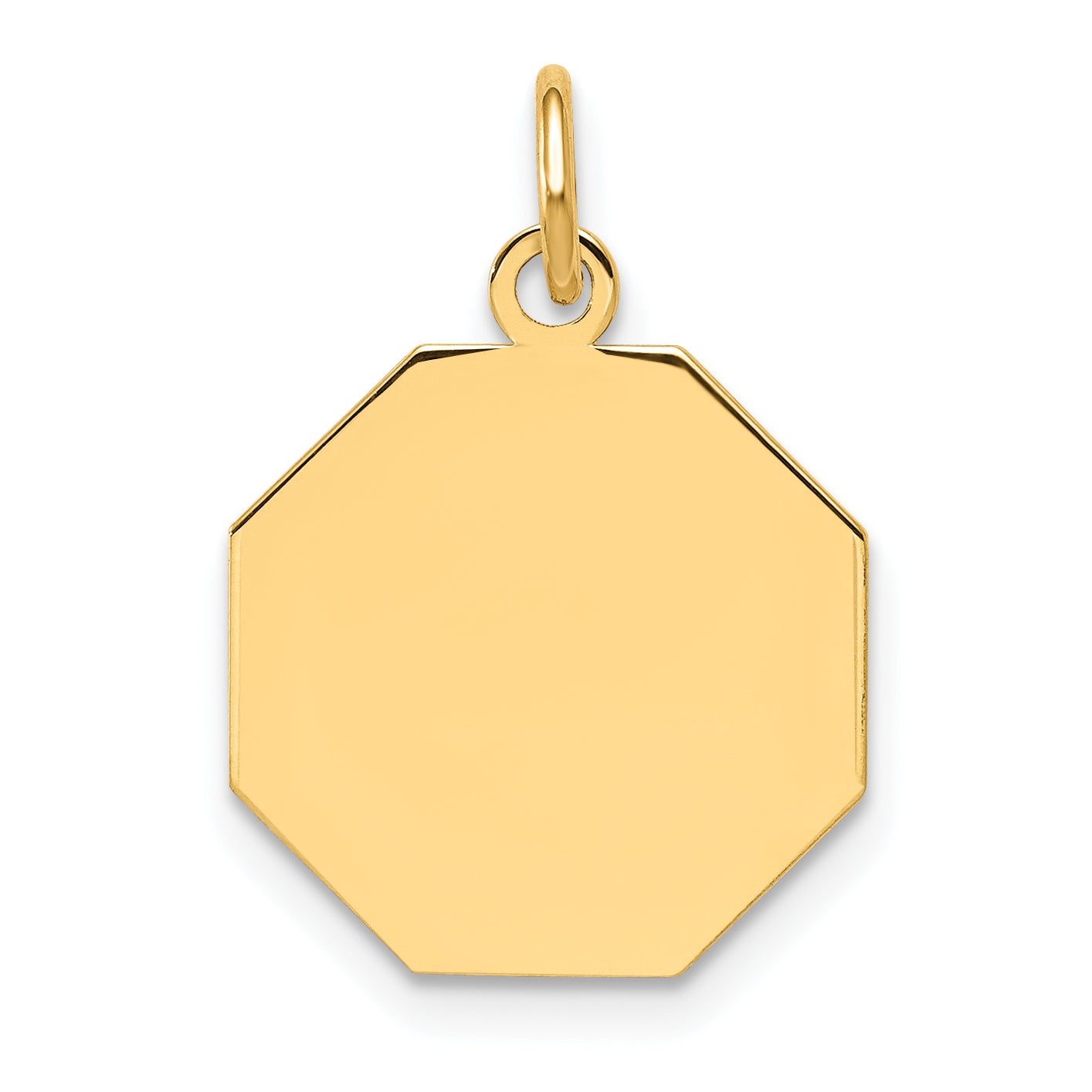 14K Plain .009 Gauge Engravable Octagonal Disc Charm