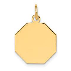 14K Plain .018 Gauge Engravable Octagonal Disc Charm