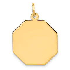 14K Plain .013 Gauge Engravable Octagonal Disc Charm