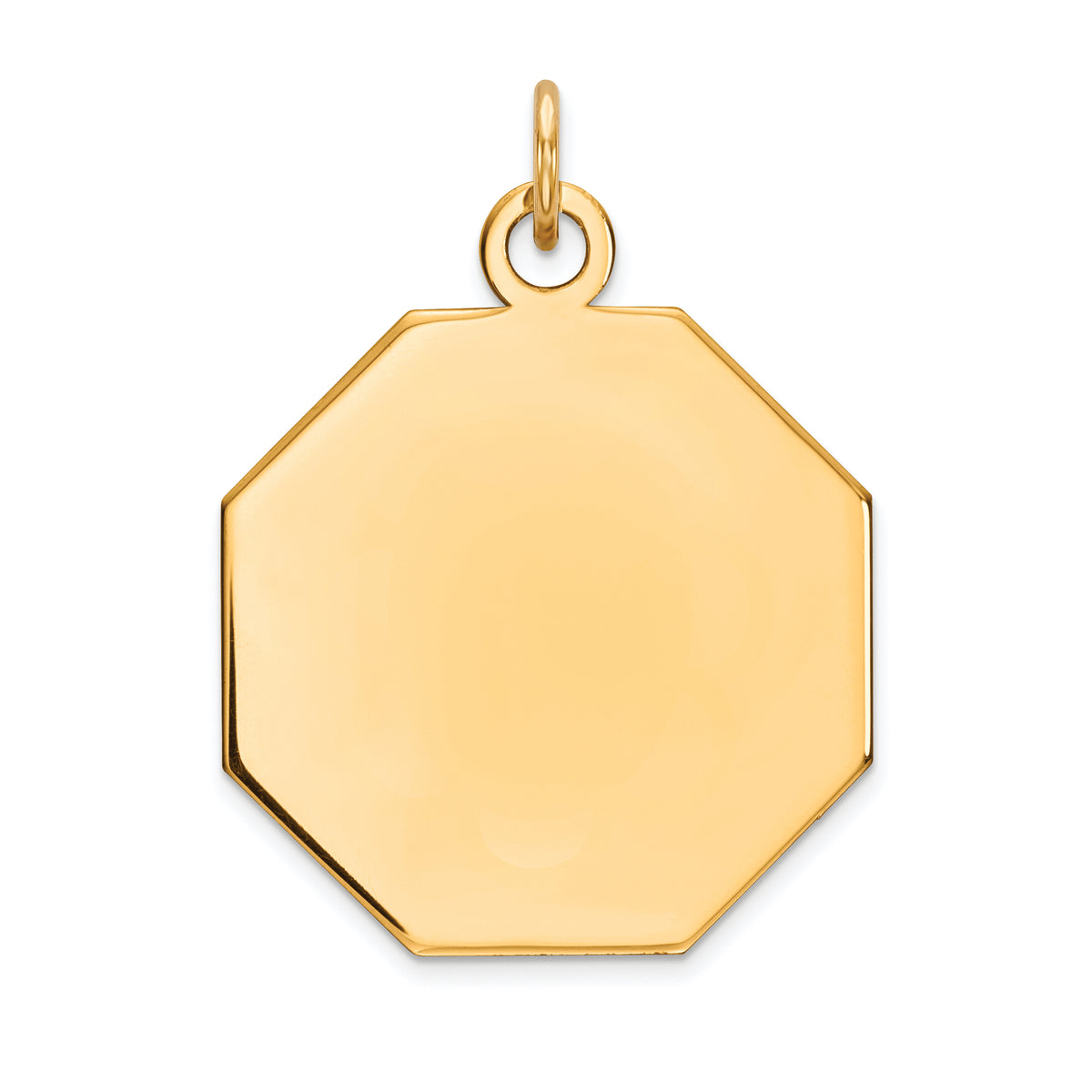 14K Plain .027 Gauge Engravable Octagonal Disc Charm