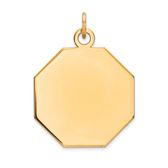 14K Plain .018 Gauge Engravable Octagonal Disc Charm