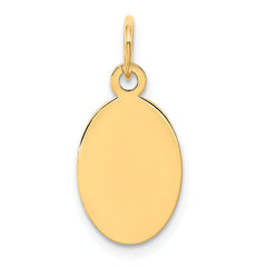 14K Plain .027 Gauge Engravable Oval Disc Charm