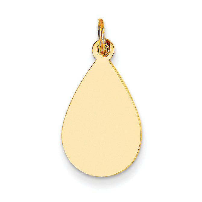 14K Plain .009 Gauge Engravable Raindrop Disc Charm