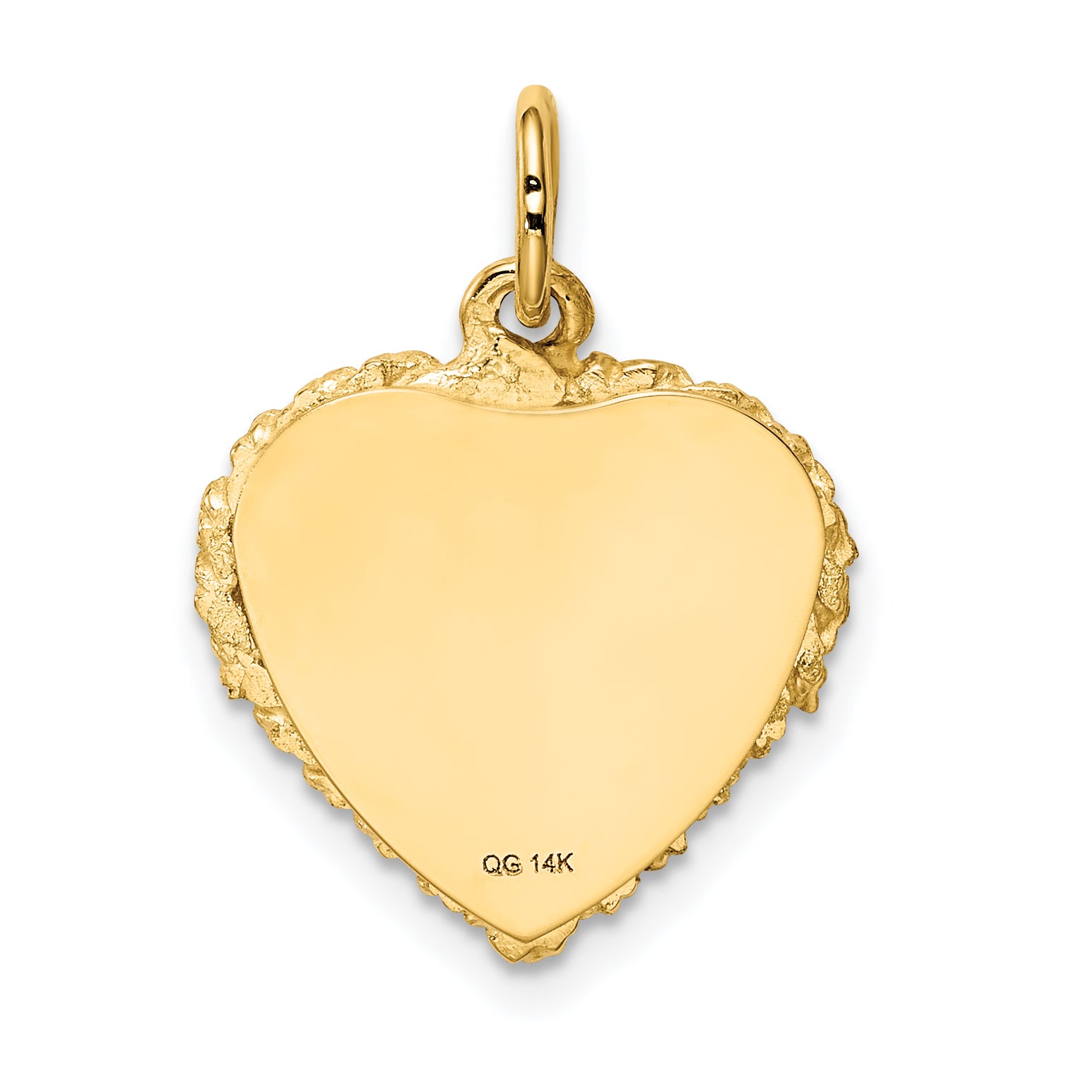 14k Polished .013 Gauge Engravable Heart with Rope Disc Charm