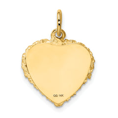 14k Polished .013 Gauge Engravable Heart with Rope Disc Charm