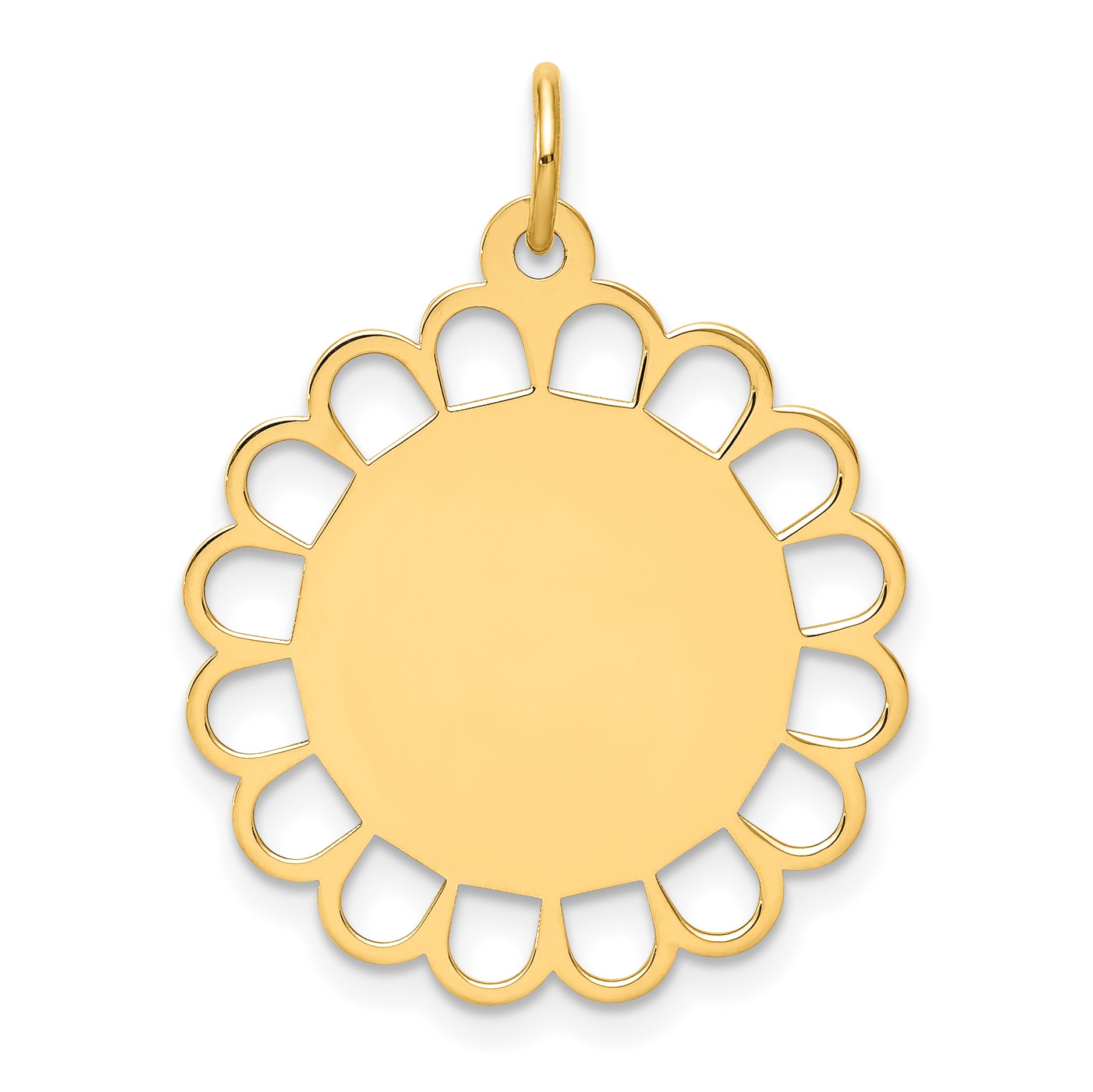 14K Plain .011 Gauge Engravable Flower Disc Charm