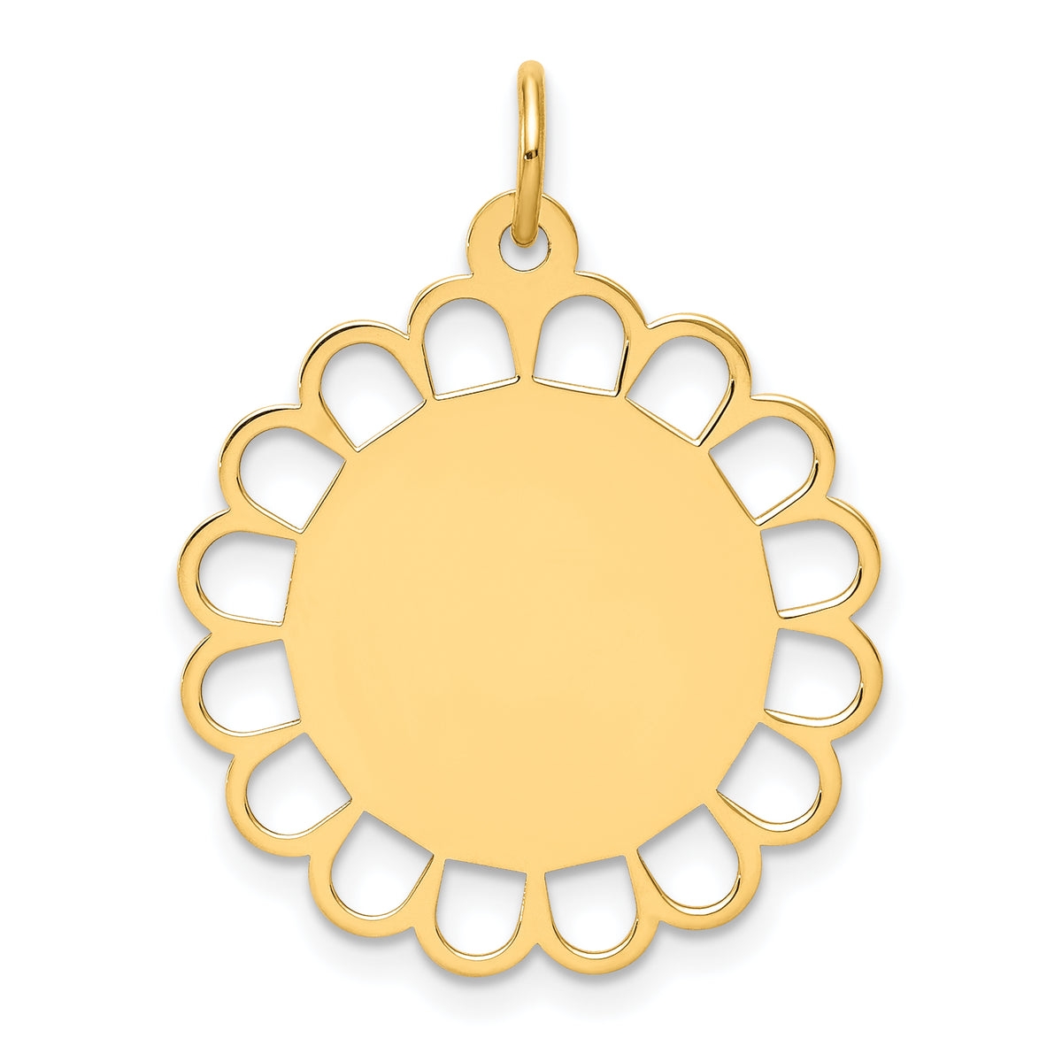 14K Plain .011 Gauge Engravable Flower Disc Charm