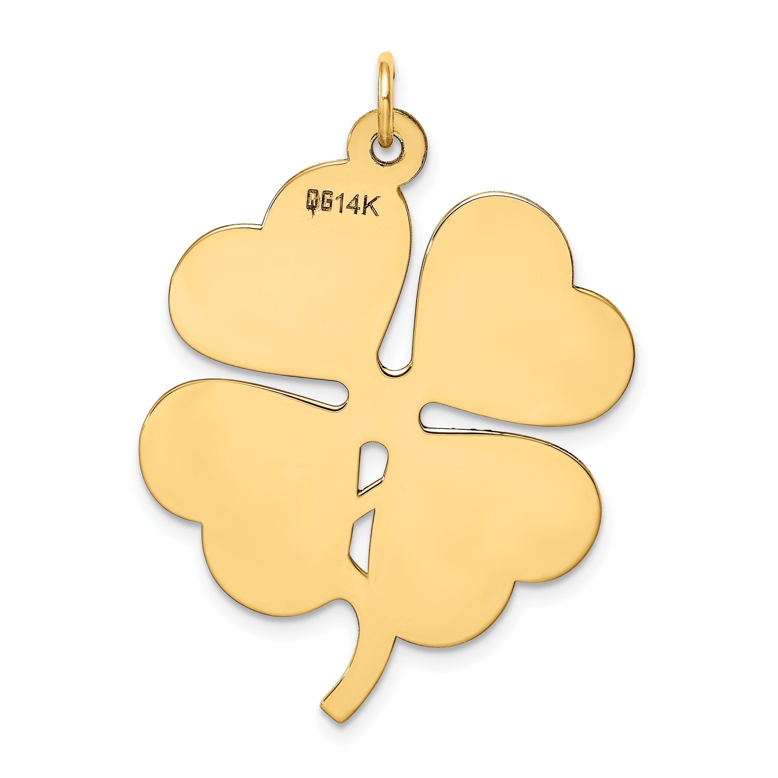 14k Plain .018 Gauge Engravable Clover Disc Charm