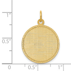 14k Patterned .013 Gauge Circular Engravable Disc Charm