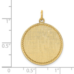 14k Patterned .018 Gauge Circular Engravable Disc Charm