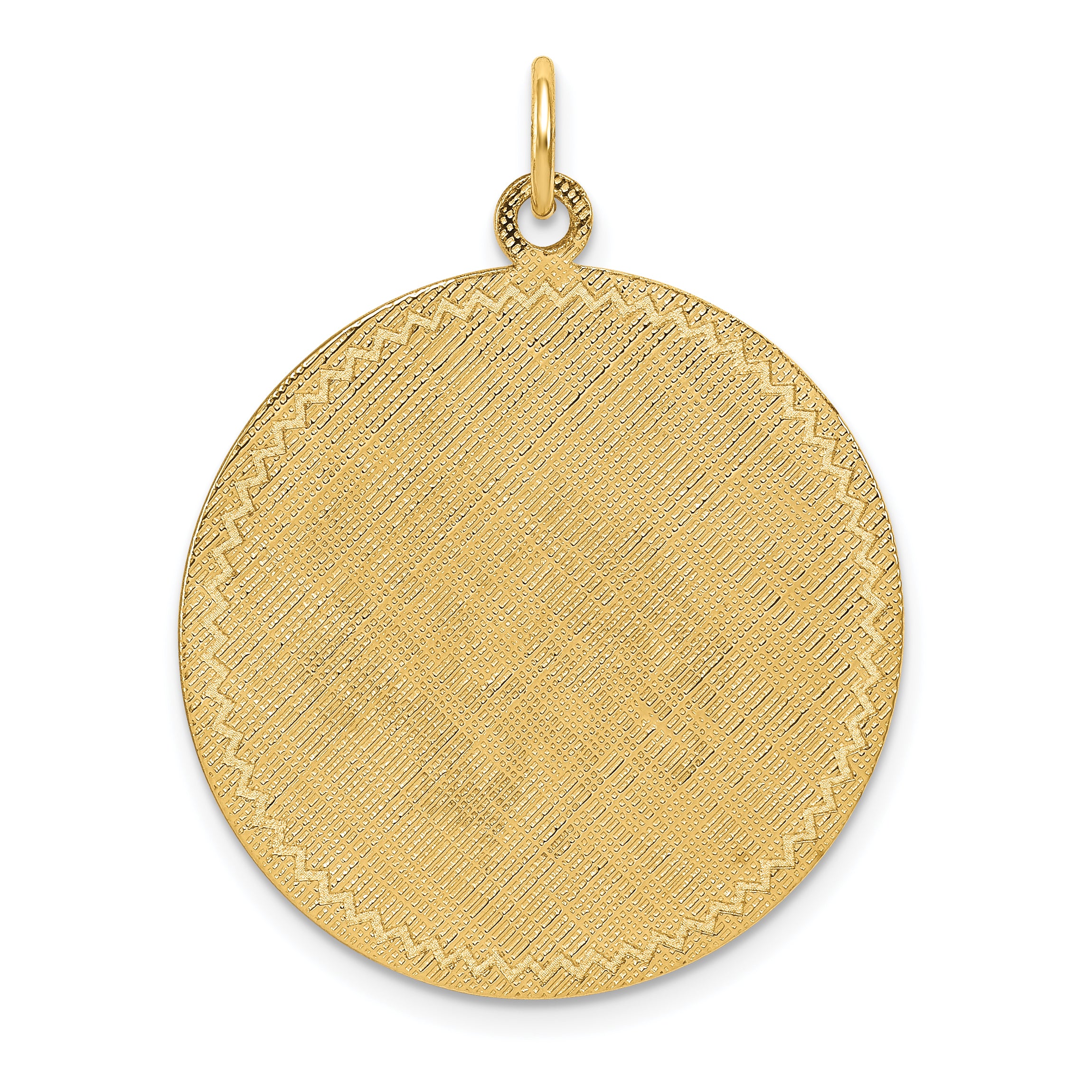 14K Patterned .018 Gauge Circular Engravable Disc Charm with satin back