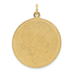 14K Patterned .018 Gauge Circular Engravable Disc Charm with satin back