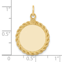 14k Plain .013 Gauge Circular Engravable Disc with Rope Charm