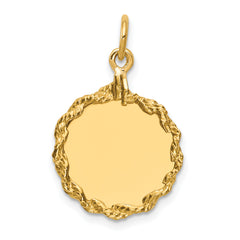 14K Plain .013 Gauge Circular Engravable Disc with Rope Charm