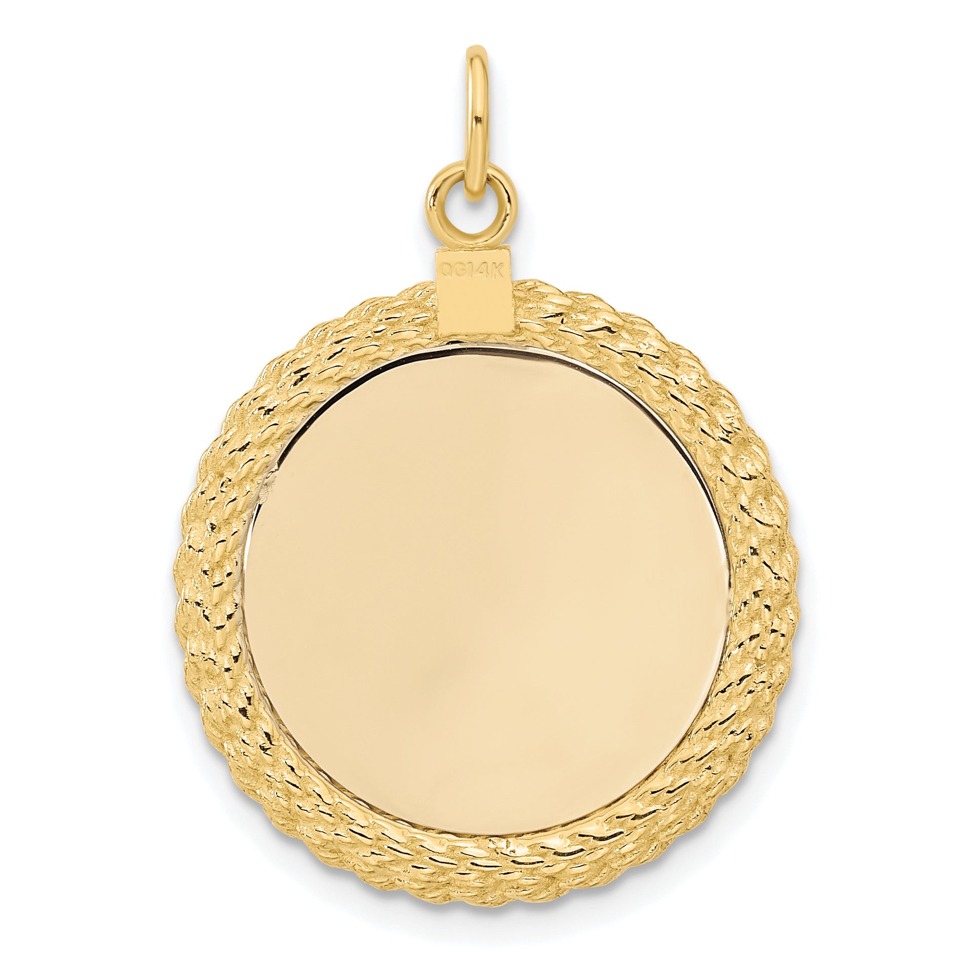 14k Plain .013 Gauge Circular Engravable Disc with Rope Charm