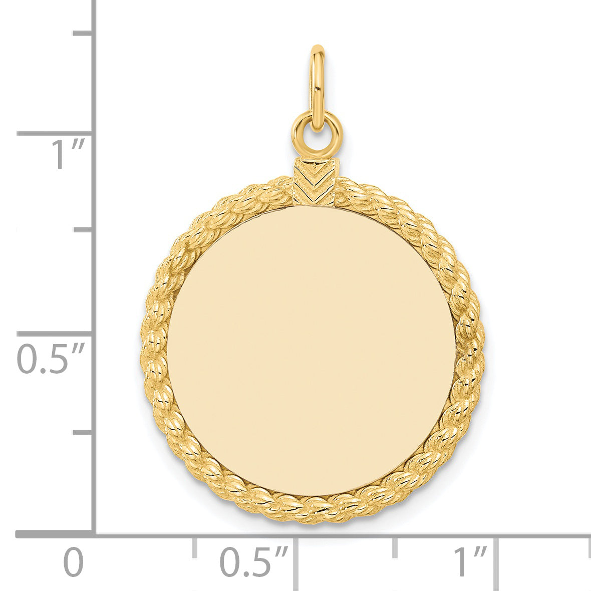 14k Plain .013 Gauge Circular Engravable Disc with Rope Charm