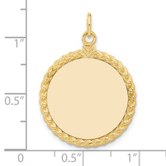 14k Plain .013 Gauge Circular Engravable Disc with Rope Charm