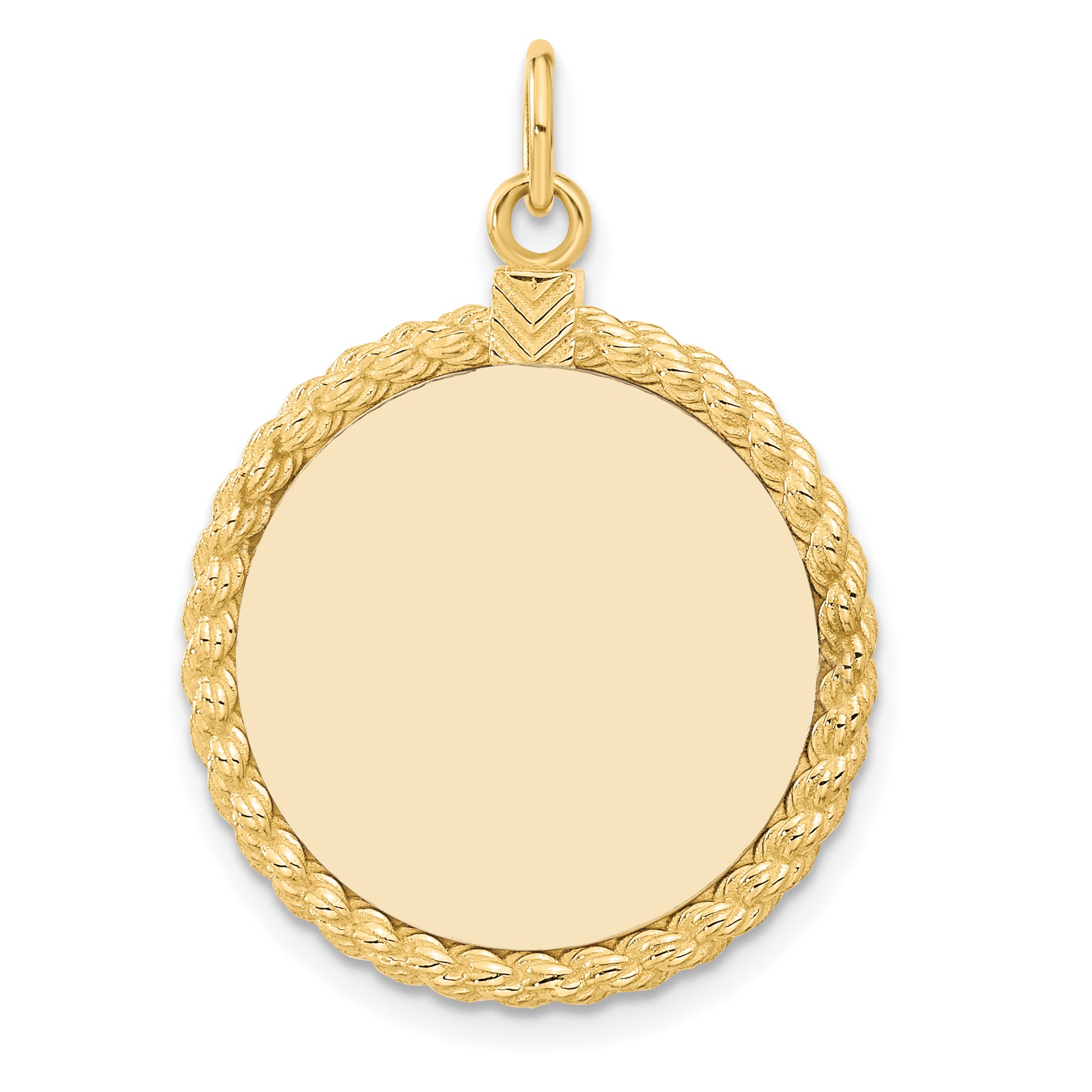 14k Plain .013 Gauge Circular Engravable Disc with Rope Charm