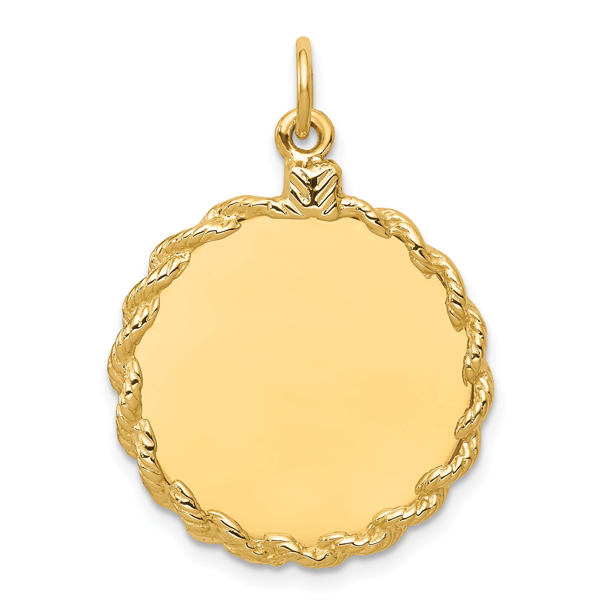 14K Plain .013 Gauge Circular Engravable Disc with Rope Charm