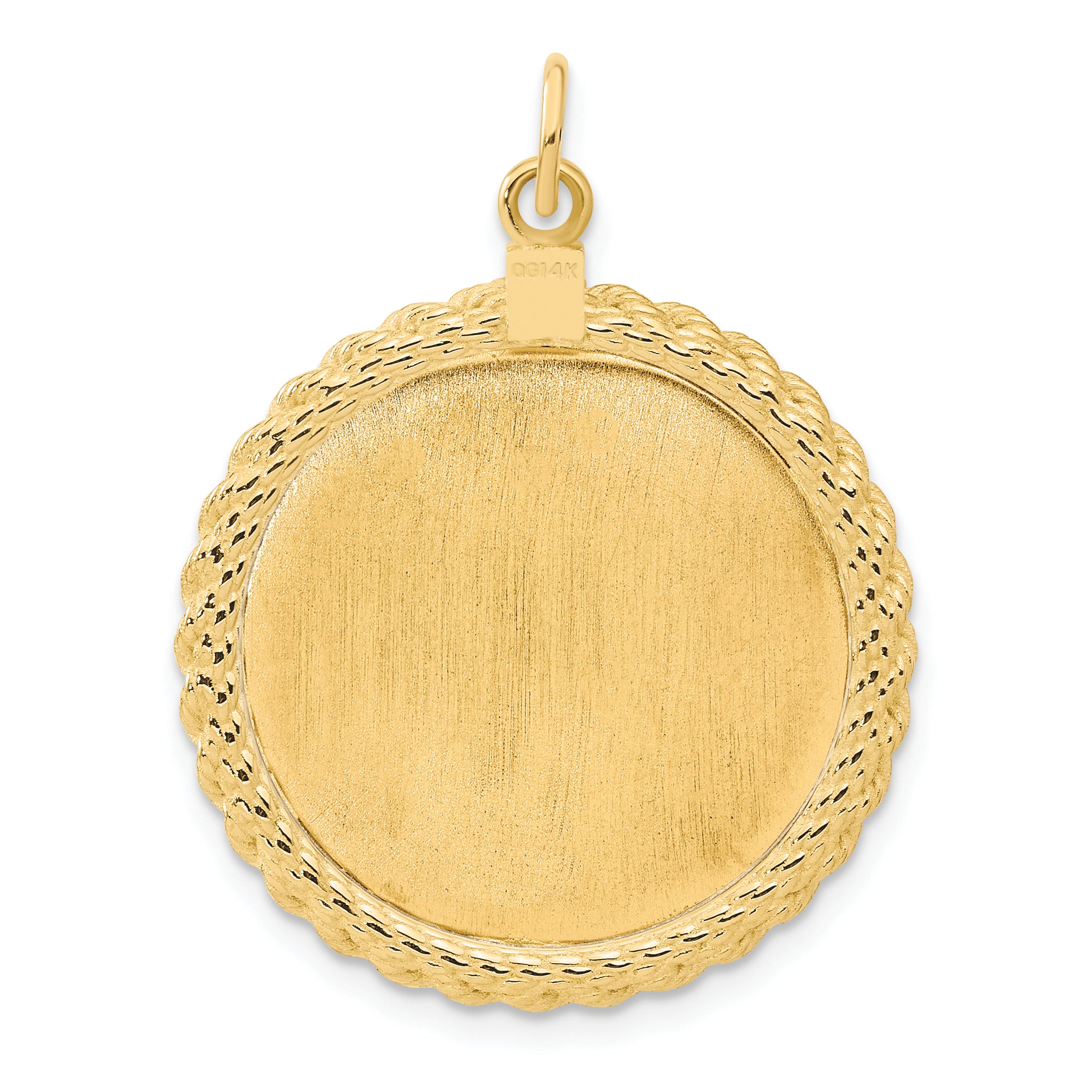 14k Plain .013 Gauge Circular Engravable Disc with Rope Charm