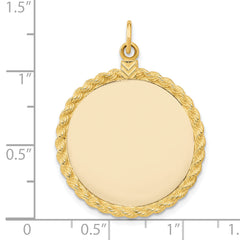 14k Plain .013 Gauge Circular Engravable Disc with Rope Charm