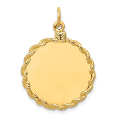 14K Plain .013 Gauge Circular Engravable Disc with Rope Charm