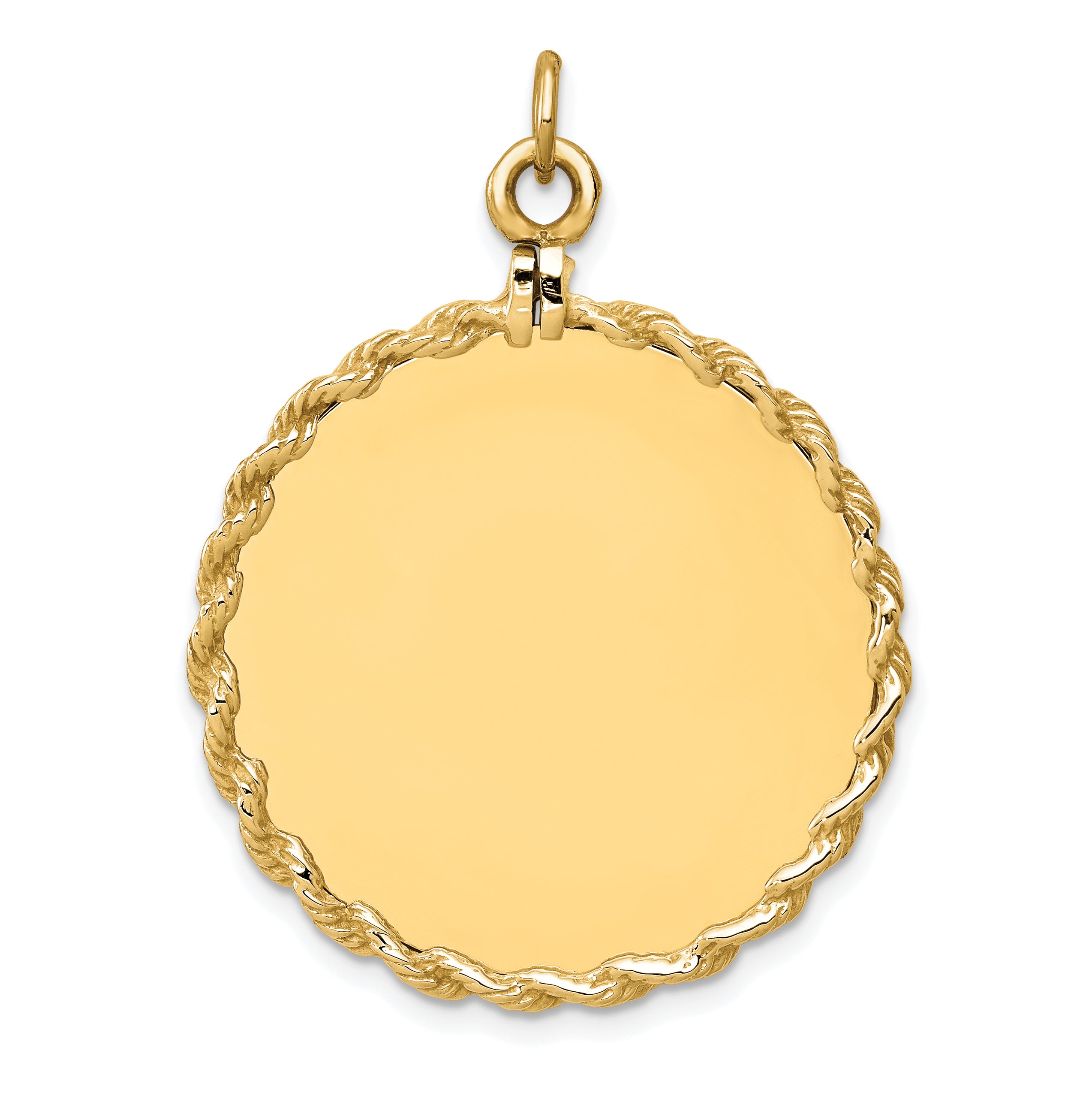 14K Plain .013 Gauge Circular Engravable Disc with Rope Charm