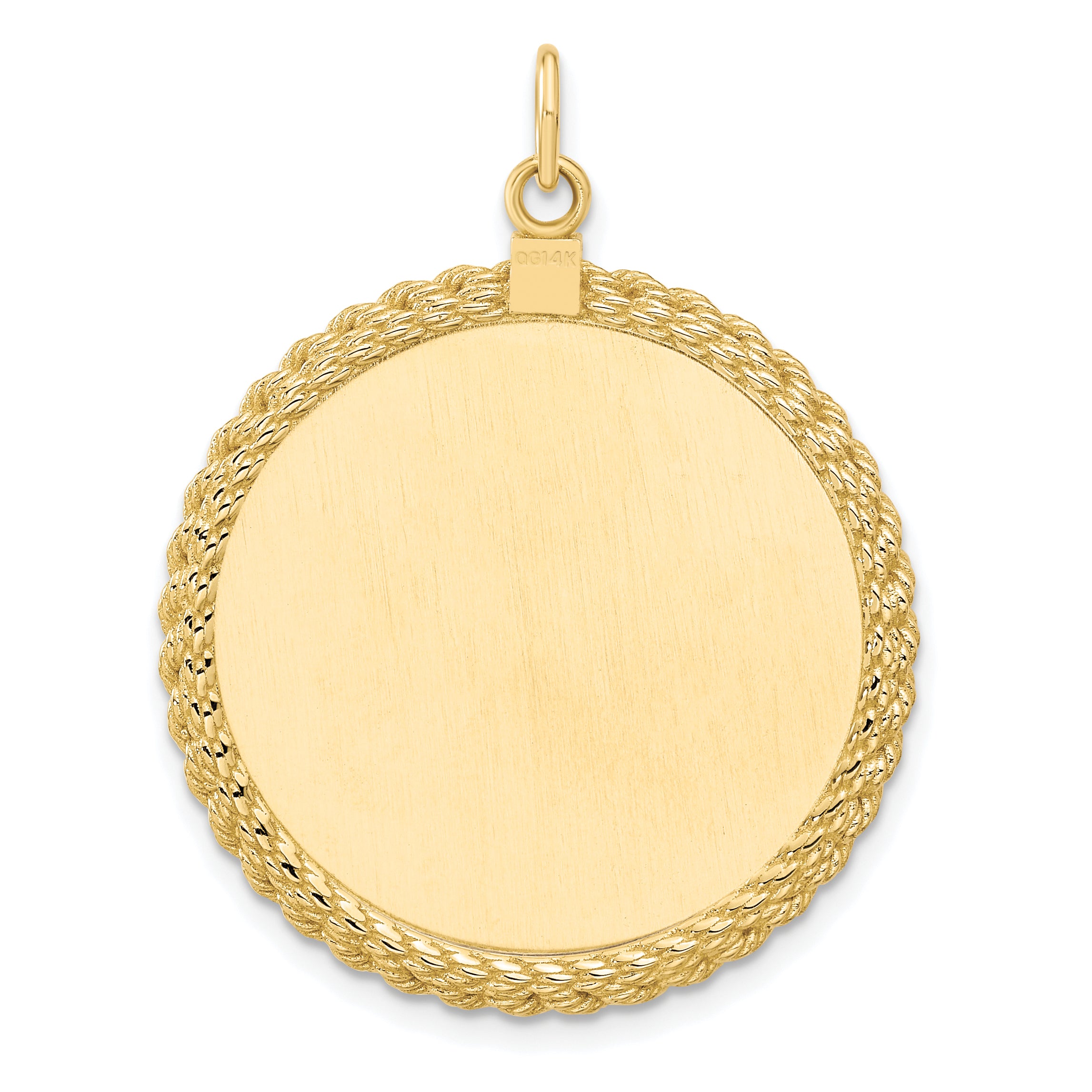 14k Plain .013 Gauge Circular Engravable Disc with Rope Charm