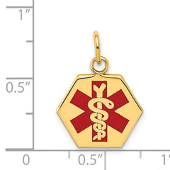 14K Red Enamel Medical Jewelry Pendant