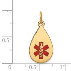 14K Red Enamel Medical Jewelry Pendant