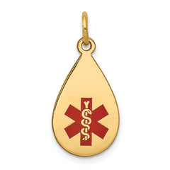 14k Red Enamel Medical Jewelry Pendant