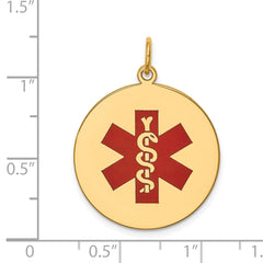 14K Red Enamel Medical Jewelry Pendant