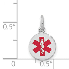 14K White Gold Red Enamel Medical Jewelry Pendant