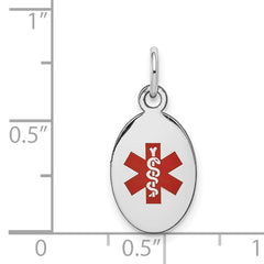 14K White Gold Red Enamel Medical Jewelry Pendant