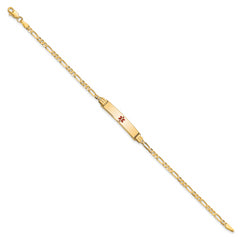 14K Medical Red Enamel Figaro ID Bracelet