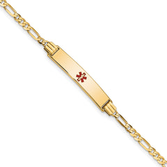 14K Medical Red Enamel Figaro ID Bracelet