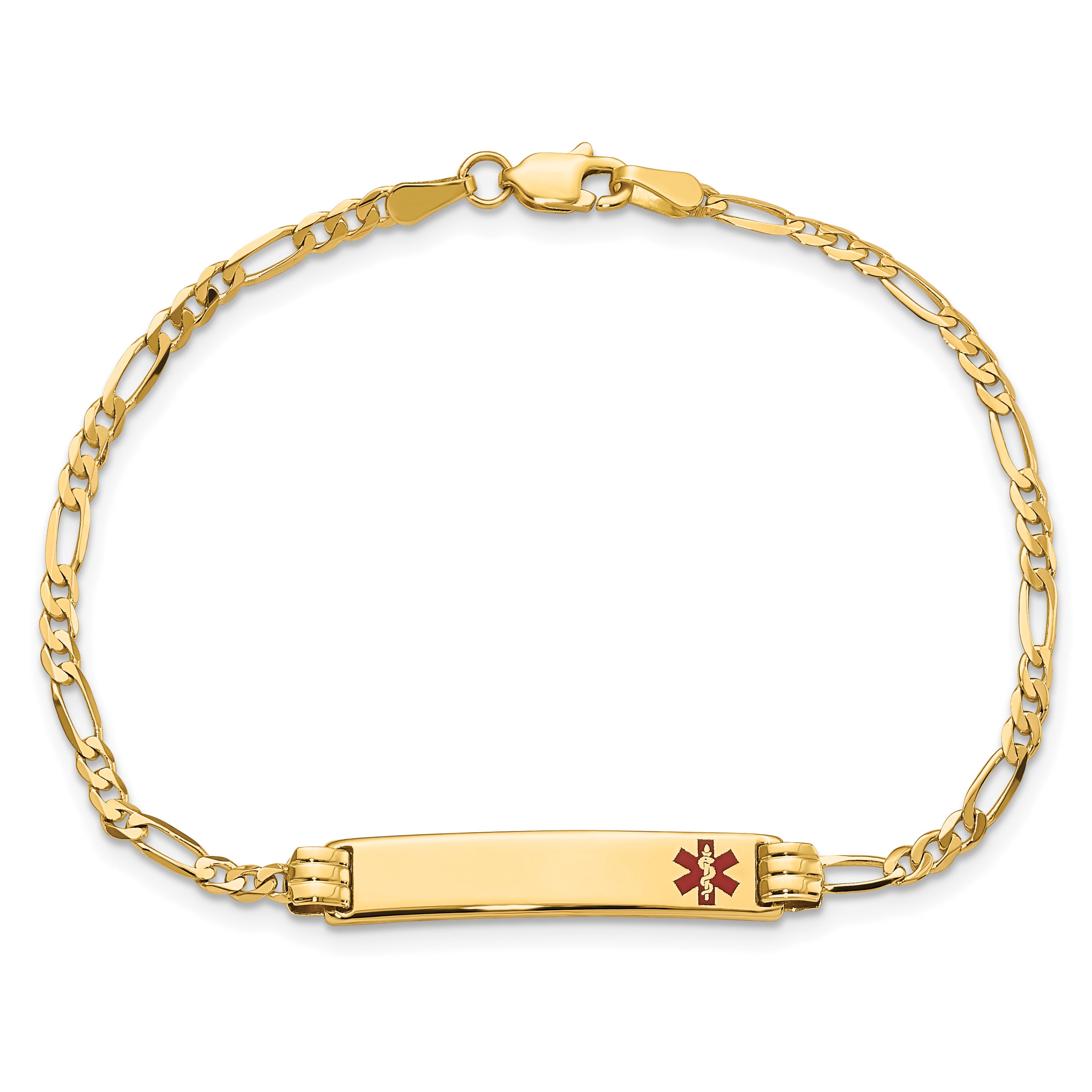 14K Medical Red Enamel Figaro ID Bracelet