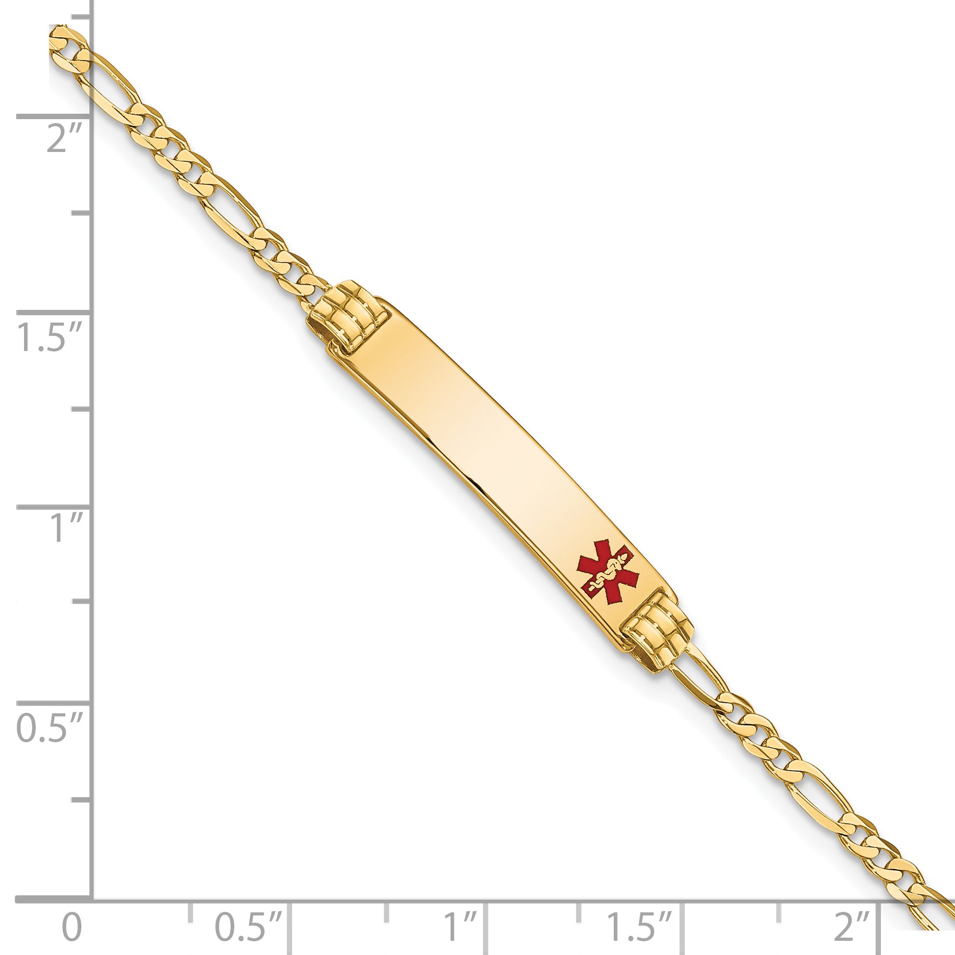 14K Medical Red Enamel Figaro ID Bracelet