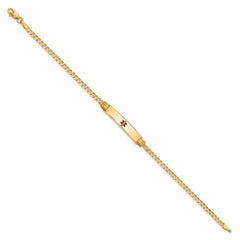 14K Medical Red Enamel Curb Link ID Bracelet