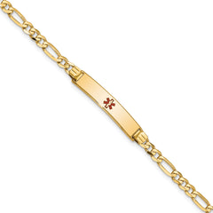 14K Medical Red Enamel Figaro ID Bracelet